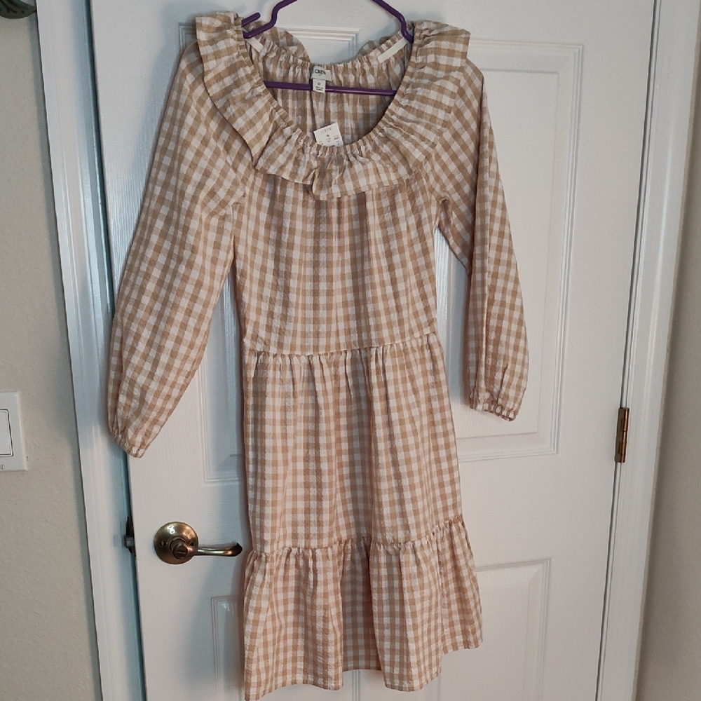 J. Crew Beige Gingham Blouse